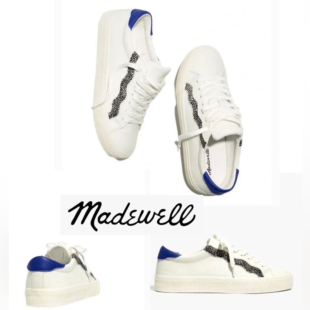Madewell Sidewalk Low-Top Sneakers Leather and Calf Hair Lace-up Size 10
